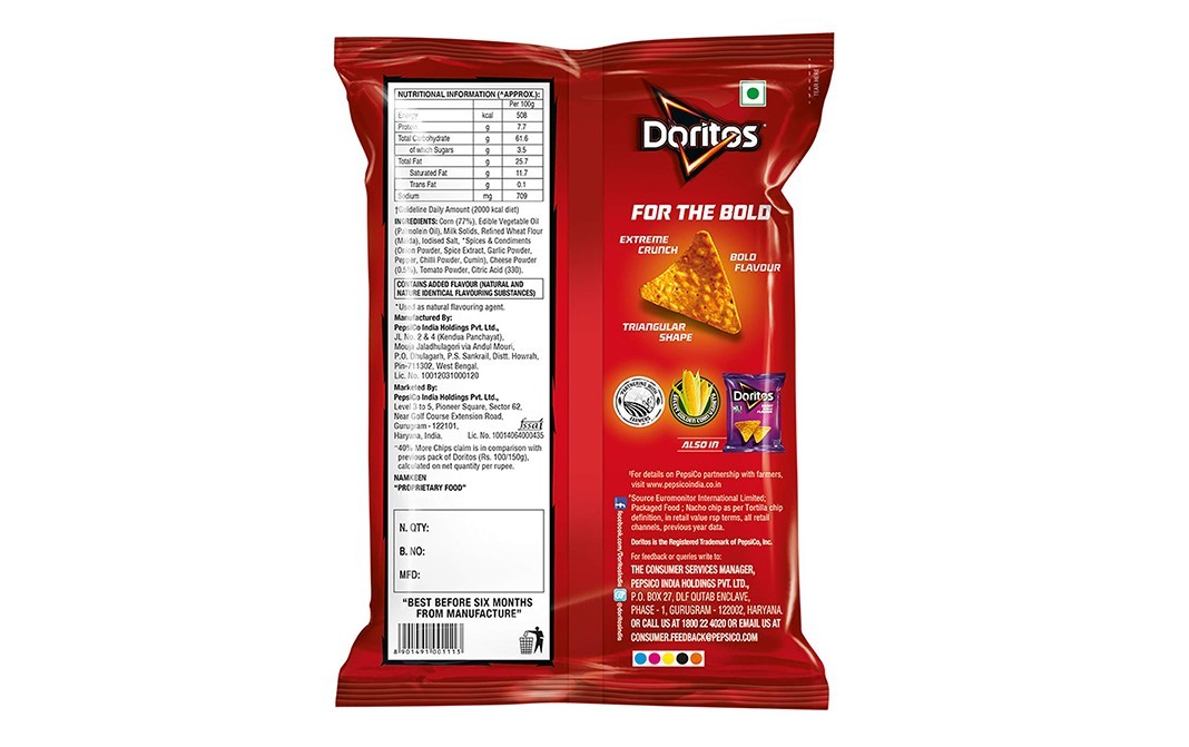 Doritos Nacho Cheese Flavour Chips    Pack  187 grams